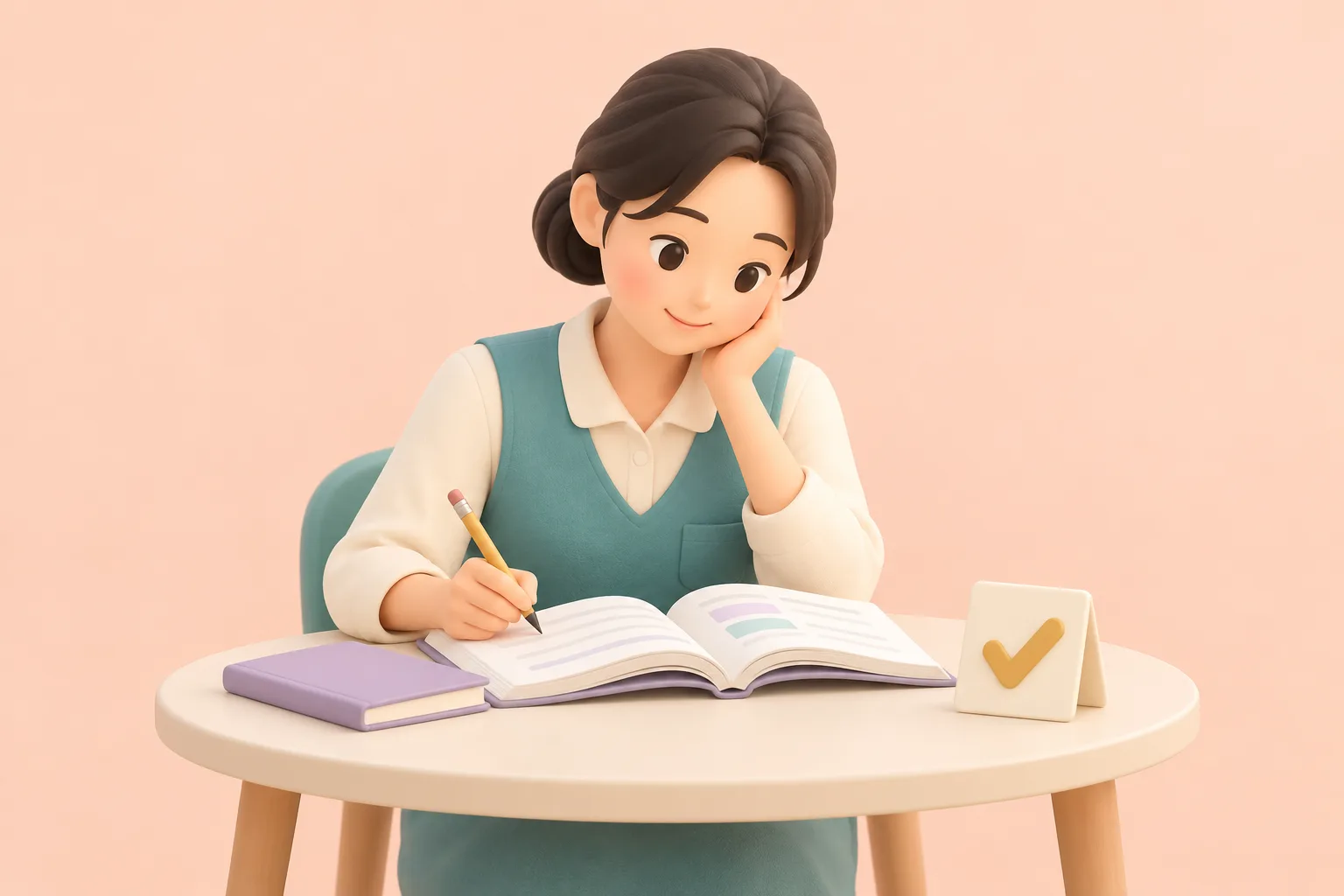 교재를 보며 요양보호사 교육을 준비하는 학습자