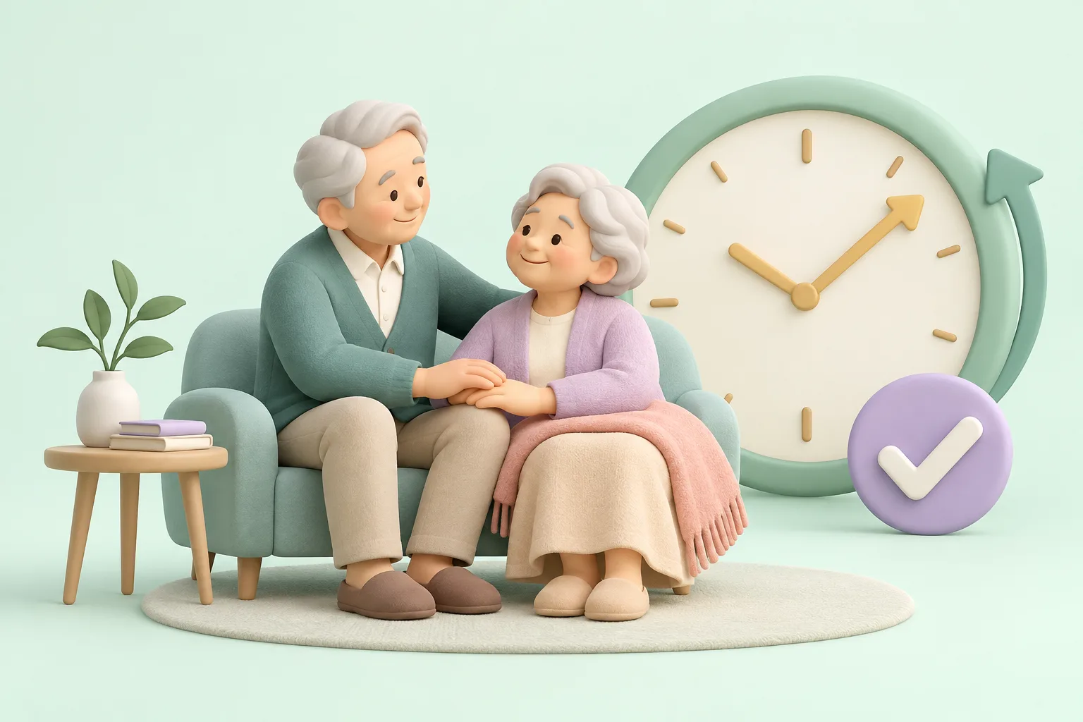 90분 가족요양은 어떤 경우에 인정되나요?를 표현한 일러스트