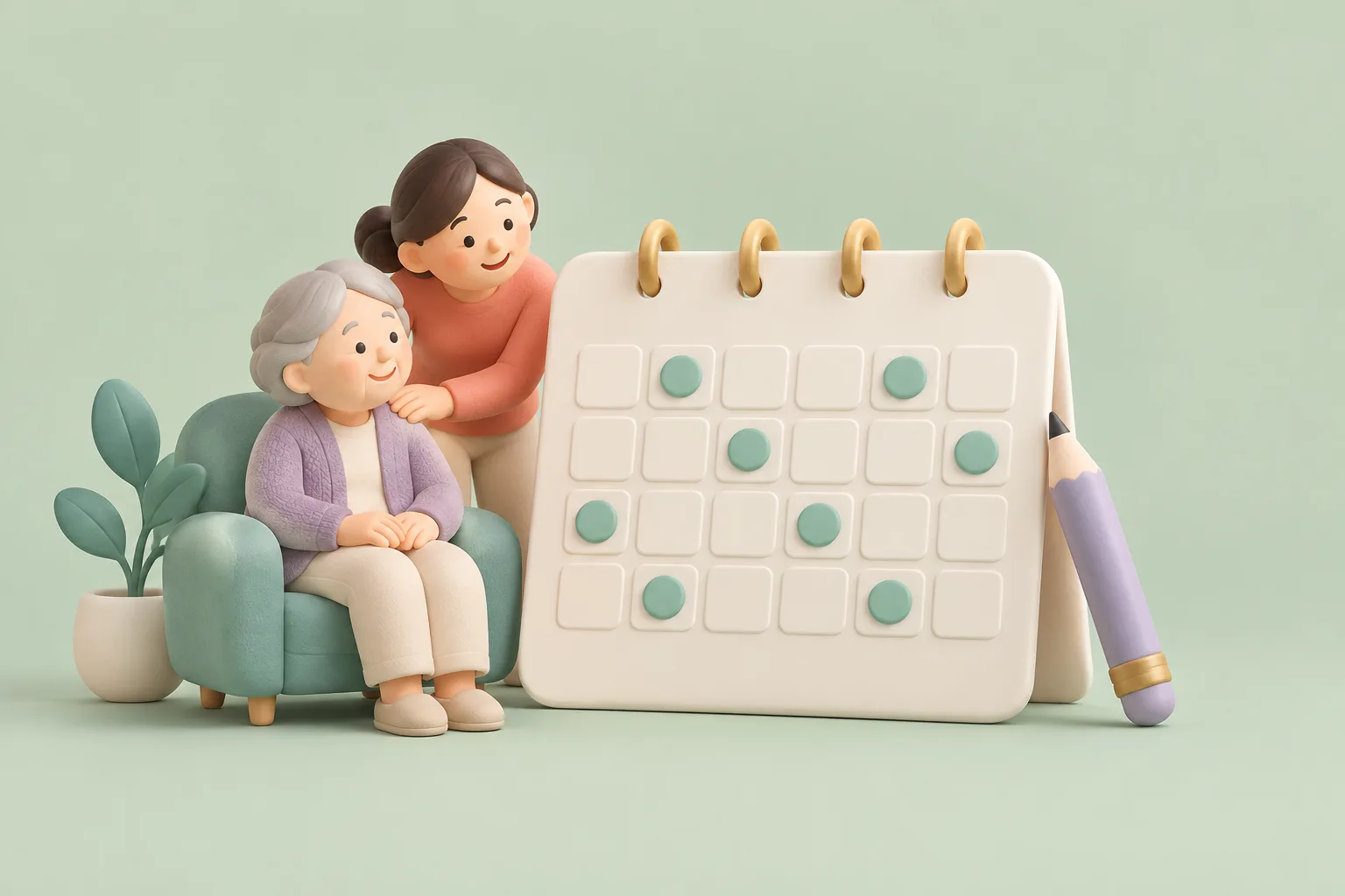 가족요양은 한 달에 며칠까지 할 수 있나요?를 표현한 일러스트